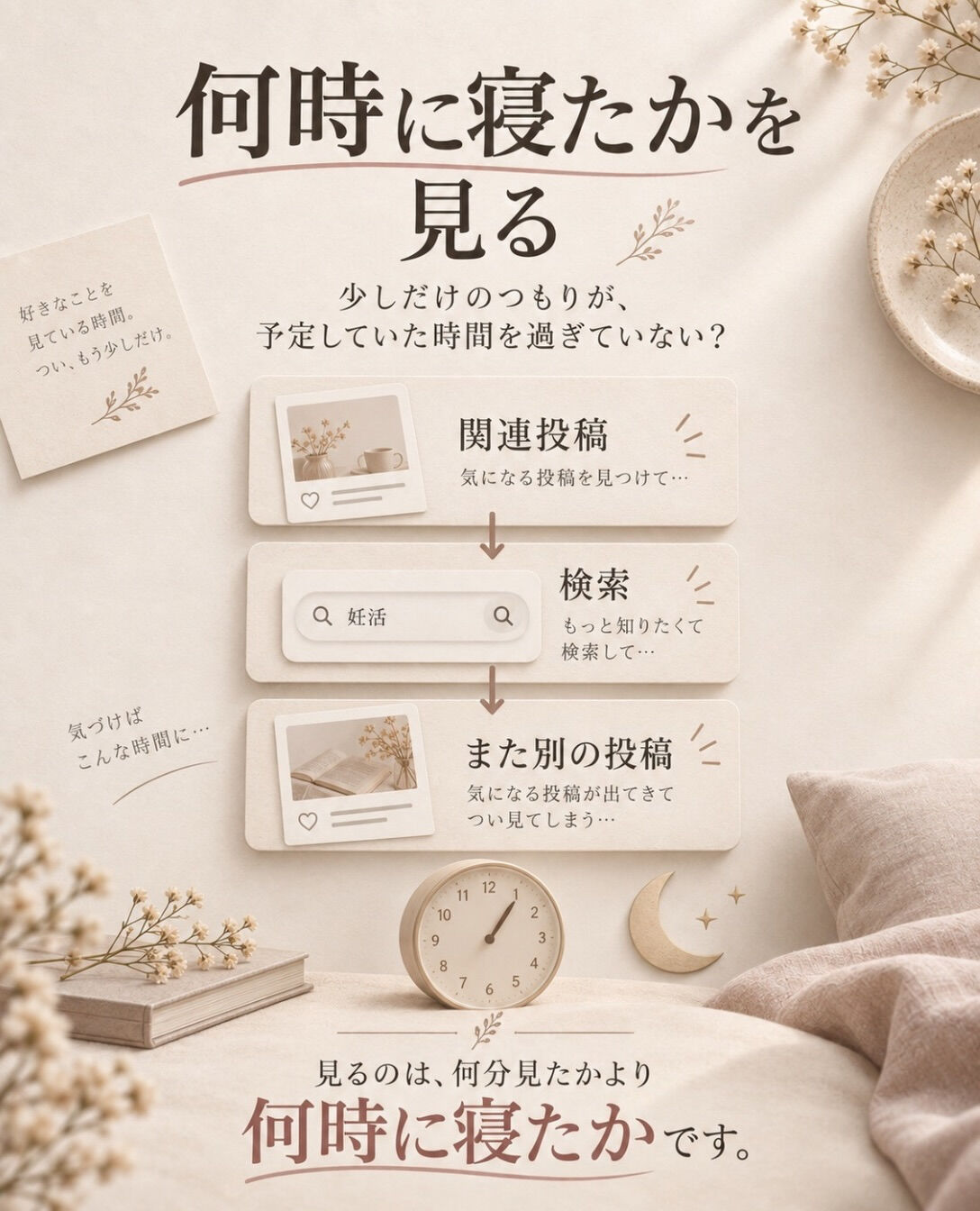 寝る前に妊活情報を見た日は、